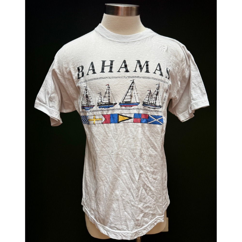 Vintage Dorsett Bahamas Sailboat Print Tourist Souvenir T-Shirt Mens Size L